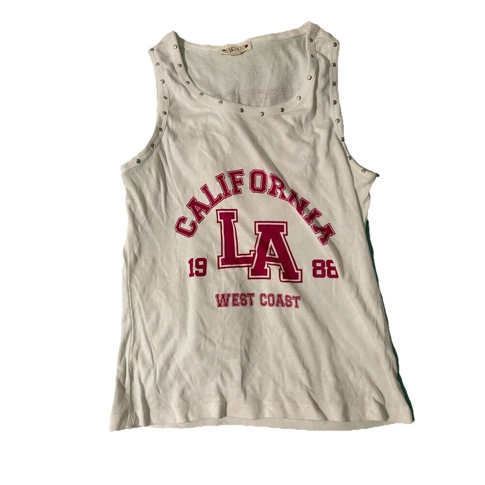 Love Dazed White Studded California LA 1988 Tank Top